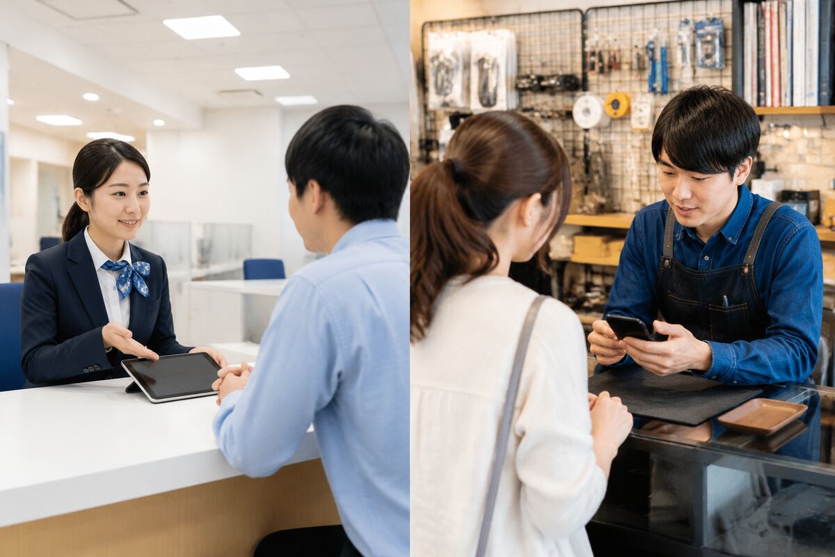 正規修理と街の修理店を比較するイメージ