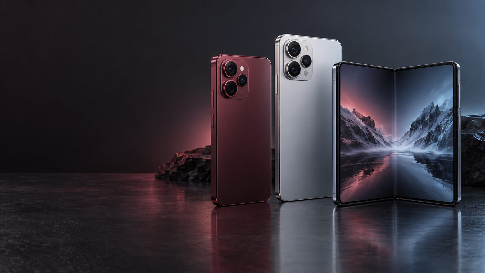 iPhone 18 Proシリーズと折りたたみ型iPhone Duoをイメージしたスマートフォン