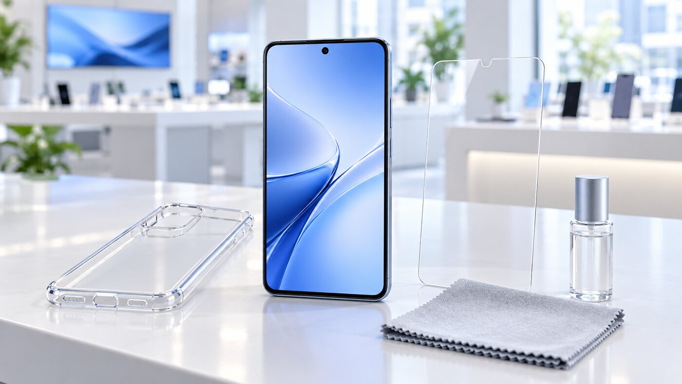 スマートフォンとケース、ガラスフィルム、コーティング用品